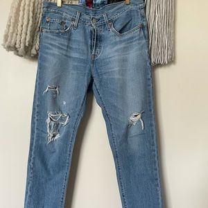 Levi’s 501 Tapered Distressed Jeans